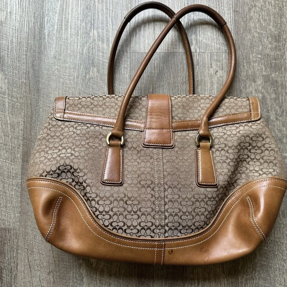 COACH Soho Signature‎ Hobo Shoulder Bag 6821 Tan Y2K Vintage